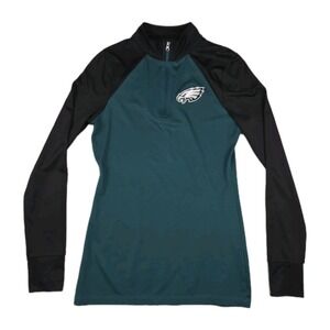 Philadelphia Eagles NFL Team Apparel 1/4 Zip Women's Small Green Black TX3 Cool